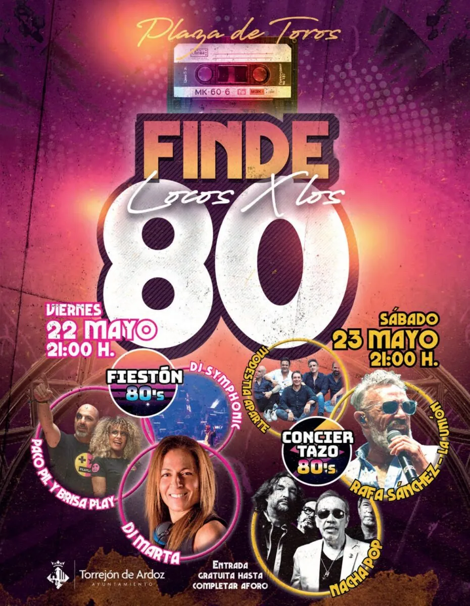 Cartel del festival "Locos X Los 80" 2026 de Torrejón de Ardoz